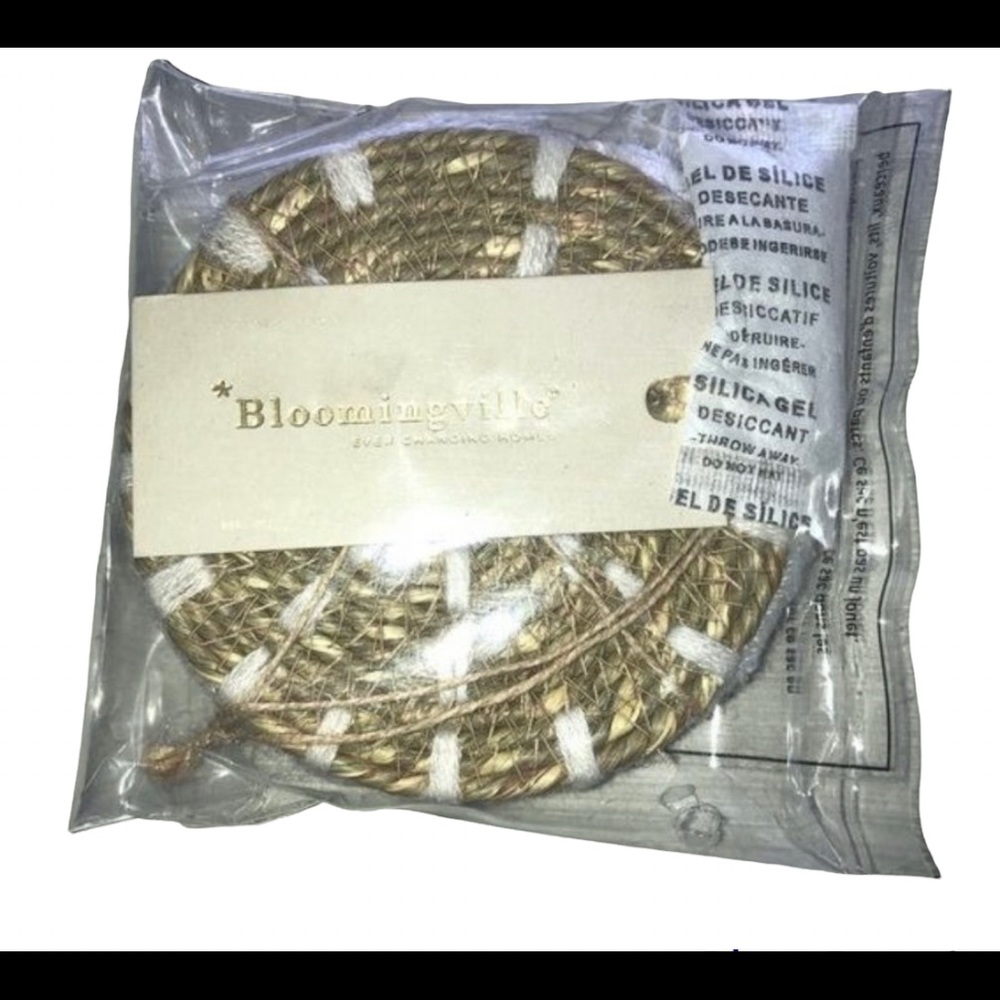 Bloomingville Woven Seagrass Drinking Coasters 4 Pack Handwoven